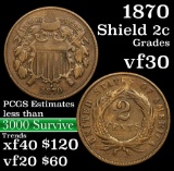 1870 Two Cent Piece 2c Grades vf++