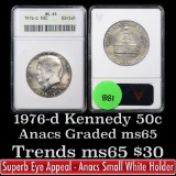 ANACS 1976-d Kennedy Half Dollar 50c Graded ms65 By ANACS