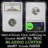***Auction Highlight*** NGC 2005-d Ocean View Jefferson Nickel 5c Graded ms67 By NGC (fc)