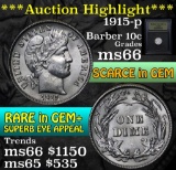 ***Auction Highlight*** 1915-p Barber Dime 10c Graded GEM+ Unc By USCG (fc)