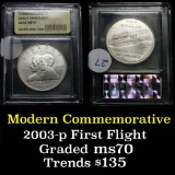 2003-P First Flight Modern Commem Dollar $1 Graded ms70, Perfection by USCG