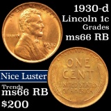 1930-d Lincoln Cent 1c Grades GEM+ Unc RB (fc)