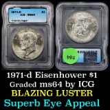 1971-d Eisenhower Dollar $1 Graded ms64 By ICG