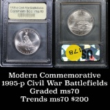 1995-S Civil War Modern Commem Half Dollar 50c Graded ms70, Perfection by USCG