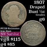 1807 Draped Bust Half Cent 1/2c Grades g+