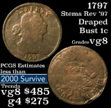 1797 Stems Rev '97 Draped Bust Large Cent 1c Grades vg, very good
