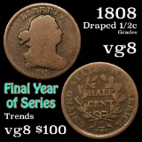 1808 Draped Bust Half Cent 1/2c Grades vg, very good