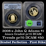 ANACS 2008-s John Quincy Adams Presidential Dollar $1 Graded pr70 dcam By ANACS