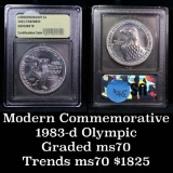 1983-s Olympics Modern Commem Dollar $1 Graded ms70, Perfection by USCG