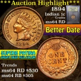 ***Auction Highlight*** 1894 Indian Cent 1c Graded Choice Unc RD by USCG (fc)