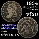 1834 Capped Bust Half Dime 1/2 10c Grades vf, very fine