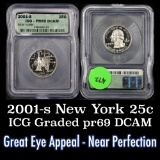 2001-s New York Washington Quarter 25c Graded pr69 dcam By ICG