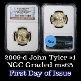 NGC 2009-d John Tyler Presidential Dollar $1 Graded GEM By NGC