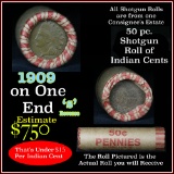 ***Auction Highlight*** Indian 1c Shotgun Roll, 1909 end, KEY date 's' mint on the other, Wow! (fc)