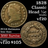 1828 Classic Head half cent 1/2c Grades vf, very fine