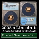 ANACS 2008-s Lincoln Cent 1c Graded GEM++ Proof Deep Cameo By ANACS