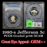 PCGS 1980-s Jefferson Nickel 5c Graded pr68 dcam By PCGS