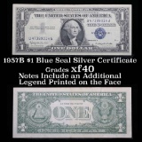 1957B $1 Blue Seal Silver Certificate Grades xf