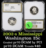 2002-s Mississippi Washington Quarter 25c Graded GEM++ Proof Deep Cameo By PCI