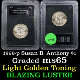 1999-p Susan B. Anthony Dollar $1 Graded GEM By INB