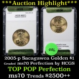 2005-p Sacagawea Golden Dollar $1 Graded GEM++ Perfection By HCGS