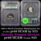 2001-s North Carolina Washington Quarter 25c Graded pr69 dcam By ICG