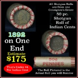 Indian Head Penny 1c Shotgun Roll, 1892 on one end, reverse on the other (fc)