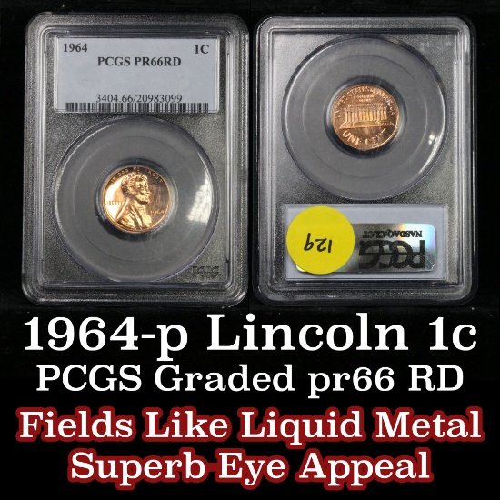 PCGS 1964 Lincoln Cent 1c Graded pr66 rd By PCGS