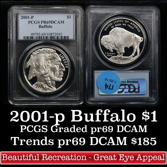 PCGS 2001-p Buffalo Modern Commem Dollar $1 Graded pr69 DCAM by PCGS