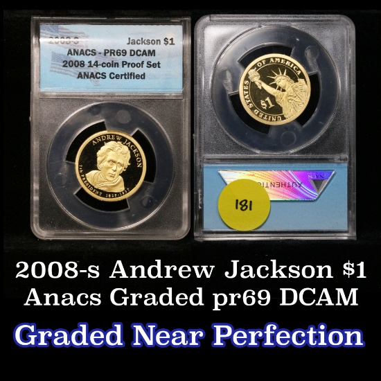 ANACS 2008-s Andrew Jackson Presidential Dollar $1 Graded pr69 dcam By ANACS