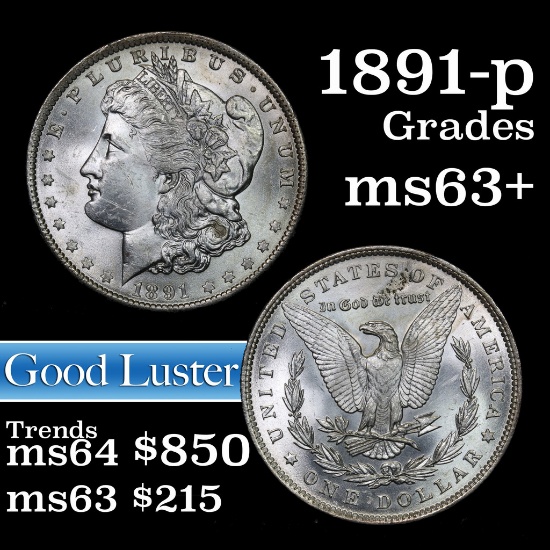 1891-p Morgan Dollar $1 Grades Select+ Unc