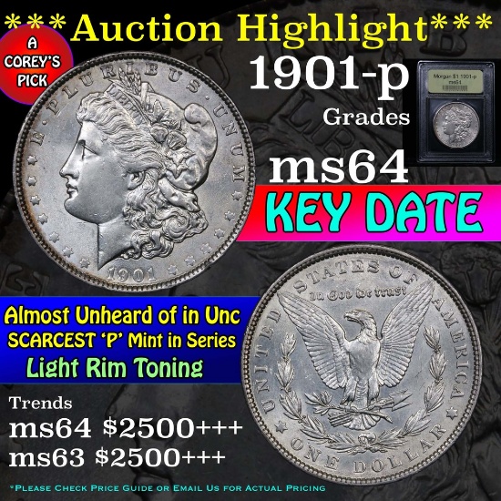 ***Auction Highlight*** 1901-p Morgan Dollar $1 Graded Choice Unc by USCG (fc)