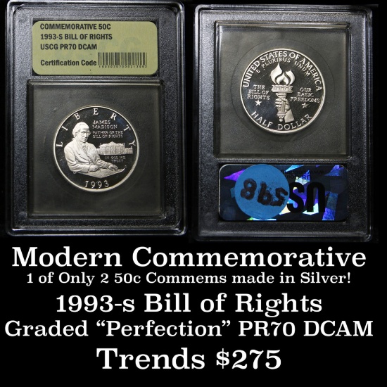 1993-s Bill of Rights Modern Commem Half Dollar 50c Graded GEM++ Proof Deep Cameo By USCG