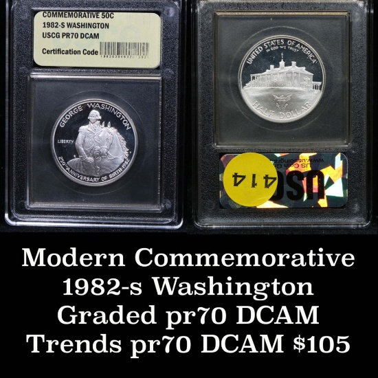 1982-S Washington Modern Commem Half Dollar 50c Graded GEM++ Proof Deep Cameo By USCG