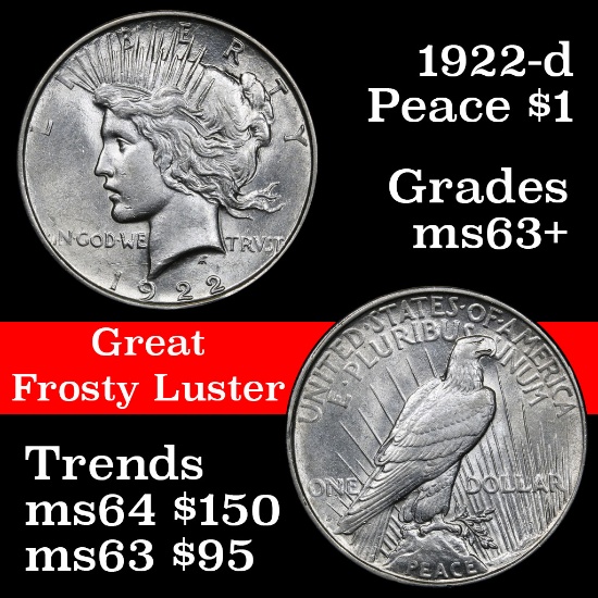 1922-d Peace Dollar $1 Grades Select+ Unc