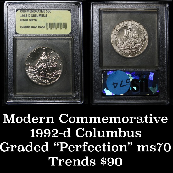 1992-d Columbus Quincentenary Commemorative Uncirculated 50c Graded GEM++