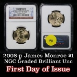 NGC 2008-p James Monroe Presidential Dollar $1 Graded ms65 By NGC
