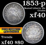 1853-p Seated Liberty Dime 10c Grades xf