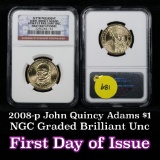 NGC 2008-p John Quincy Adams Presidential Dollar $1 Graded ms65 By NGC