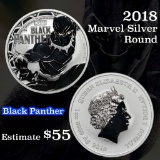 2018 Black Panther Marvel Silver Round .999 fine silver 1 oz Silver Round .999 Fine 1 oz. Grades