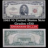 1963 $5 Red seal United States Note Grades vf, very fine