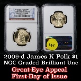 NGC 2009-d James K. Polk Presidential Dollar $1 Graded ms65 By NGC