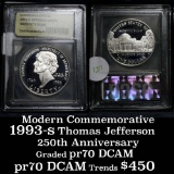 1993-s Thomas Jefferson 250th Anniversary Commem Silver Dollar Graded PR70 DCAM