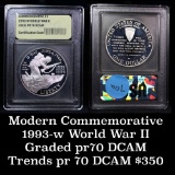 1993-w World War II Proof Commem Silver Dollar Graded Perfect Gem+++ Proof DCAM