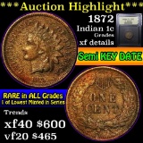 ***Auction Highlight*** 1872 Indian Cent 1c Graded xf details By USCG (fc)