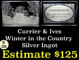 Currier & Ives Franklin Mint Silver Ingot Collection 2.75 oz .999 fine silver, Winter in the County