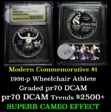 1996-P Olympics Paralympics Modern Commem Dollar $1 Graded GEM++ Proof Deep Cameo By USCG