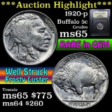 ***Auction Highlight*** 1920-p Buffalo Nickel 5c Graded GEM Unc by USCG (fc)