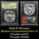 1984-S Olympic Modern Commem Dollar $1 Graded ms70, Perfection By USCG