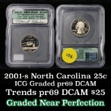 2001-s North Carolina Washington Quarter 25c Graded pr69 dcam By ICG